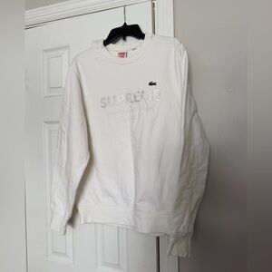 Supreme x Lacoste Crewneck Sweater sweatshirt white unisex L!ve Sz S minimalist